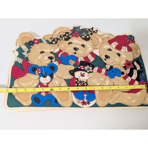 Vtg. Set of 8  B & C Vinyl Placemats Christmas Themed Bears - Picture 8 of 16